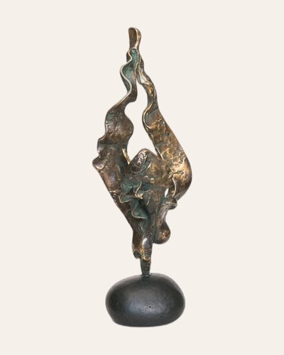 Bronze flame-like figure on a dark oval base