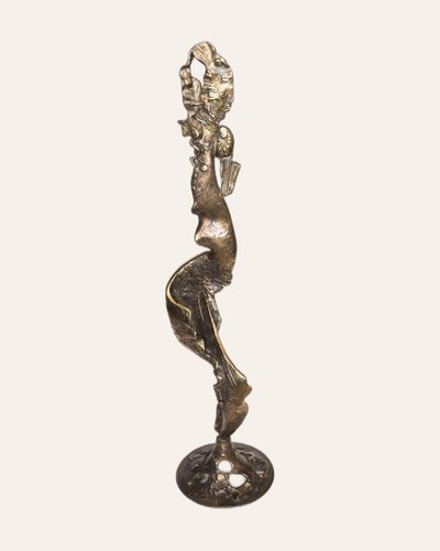 Slender vertical bronze figure on a small base