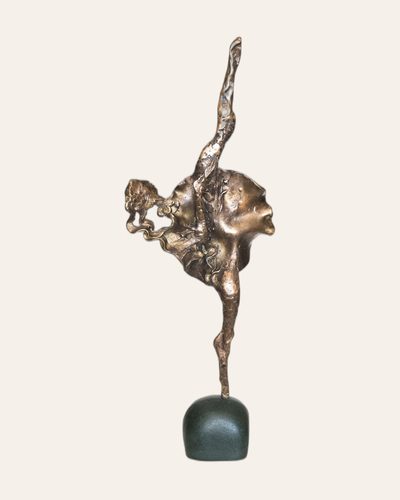 Bronze winged dancing figure on a dark base